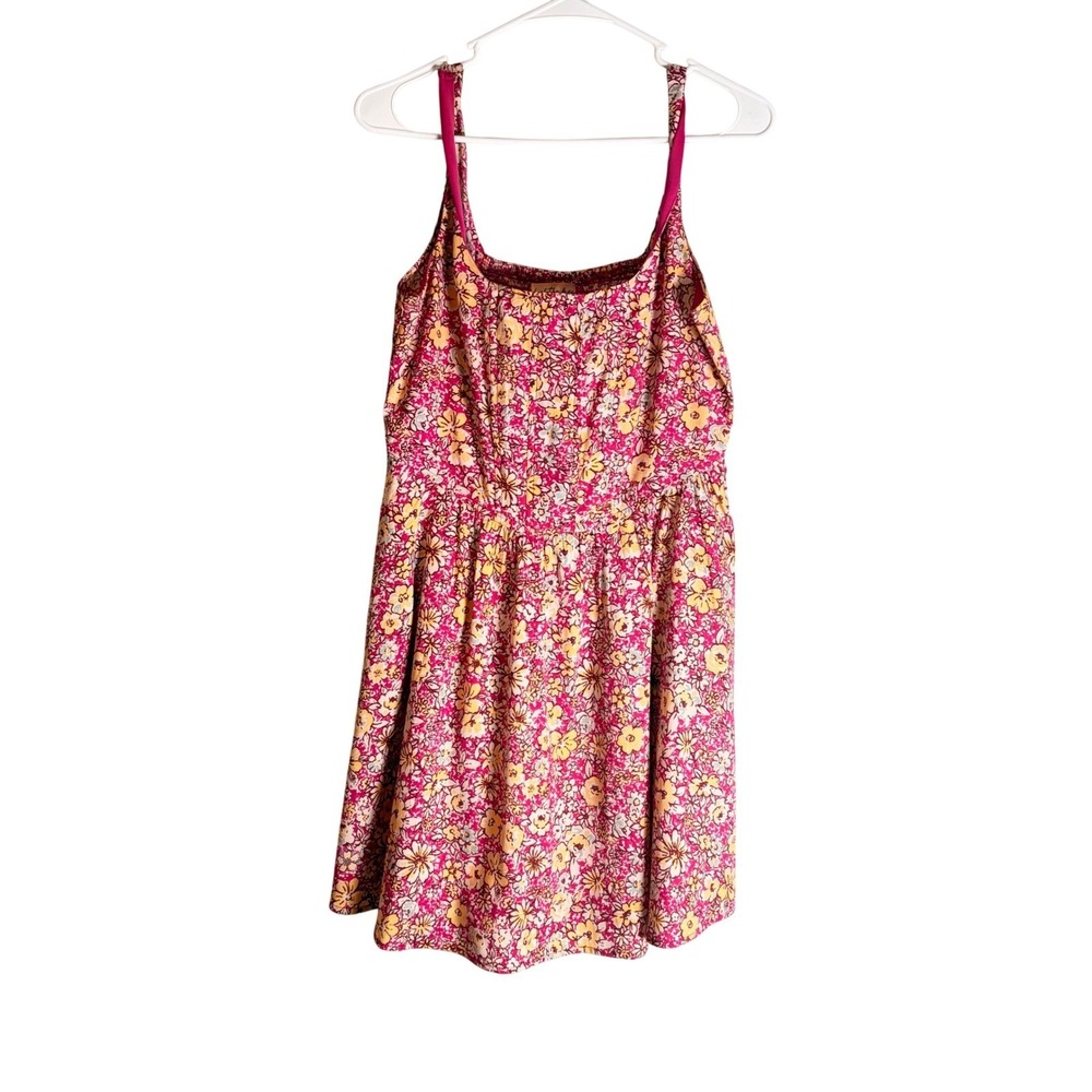 Land of the Free Floral Mini Dress Womens Large Pink Yellow‎